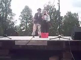 Jag och Sandra Wimark i barnpjäsen Kaos i cirkustältet.